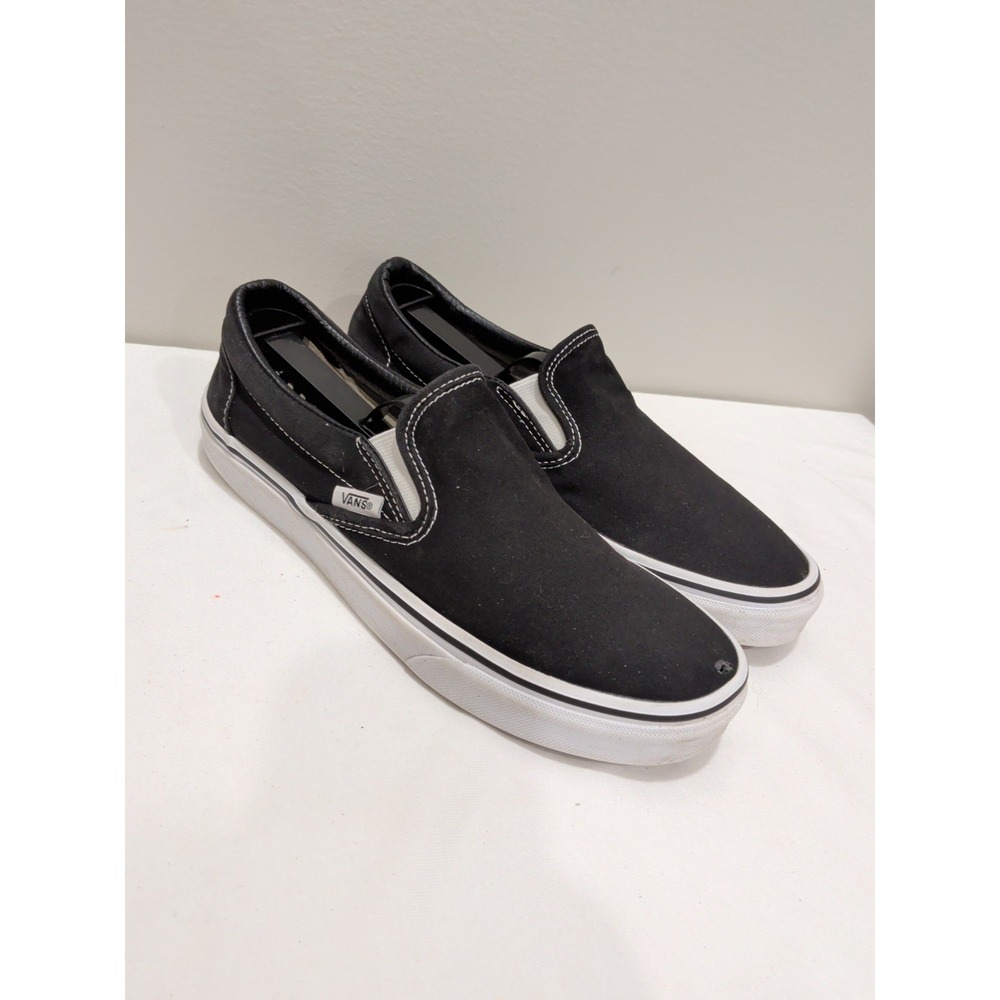 Vans Slip On Sneakers Black Canvas Mens 6.5 Womens 8 Off The Wall Shoes